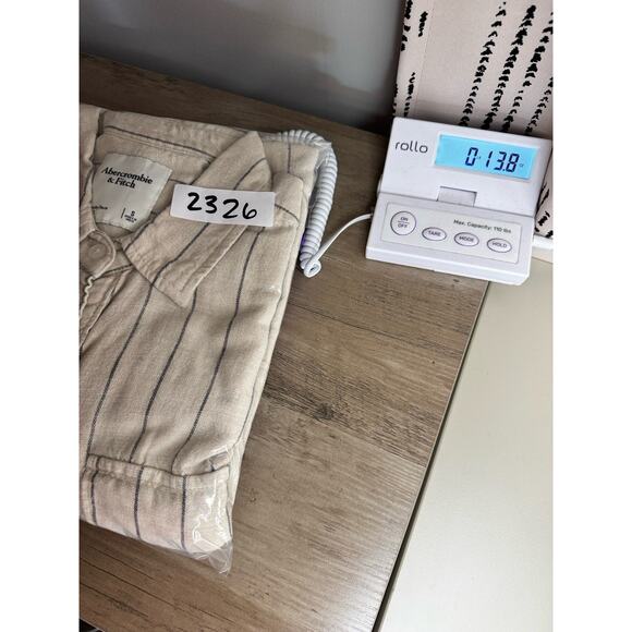 Abercrombie & Fitch Womens Linen Striped Button-Down Shirt Dress S Ivory Boho - Picture 14 of 14